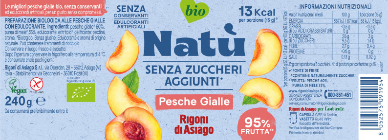 CREMA DE MELOCOTÓN AMARILLO ORGÁNICA 240gr