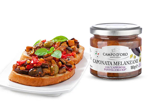 Crostini de caponata de berenjena
