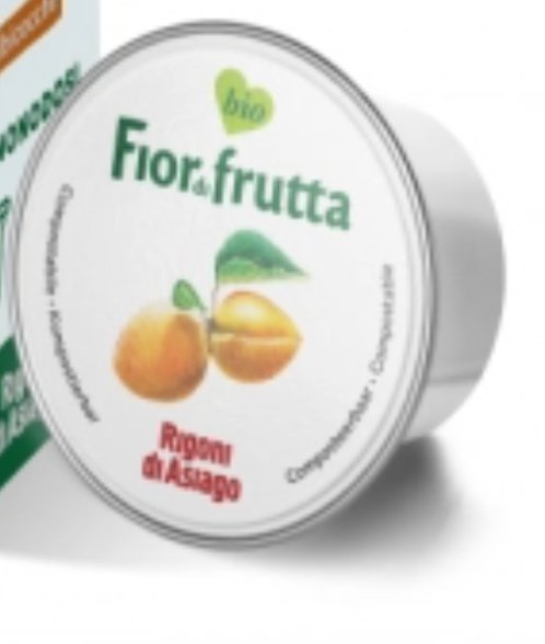 Crema de fruta orgánica Fiordifrutta de albaricoque en porciones compostables