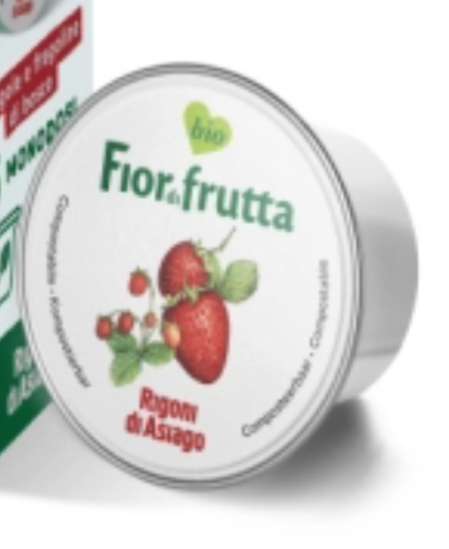 Crema de frutas orgánicas Fiordifrutta Strawberry en envase compostable