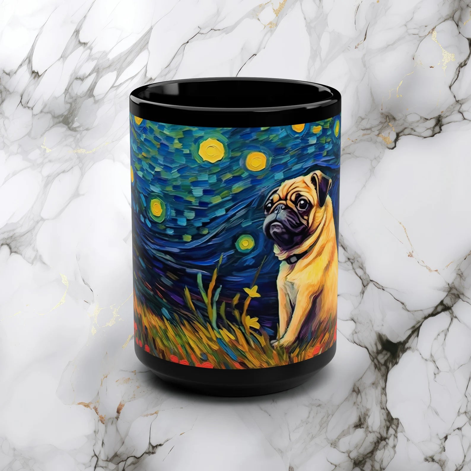 Taza de café Pug pintura